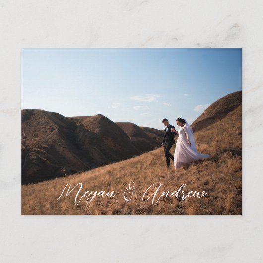 Moderne Fotohochzeit Postkarte (Vorderseite)