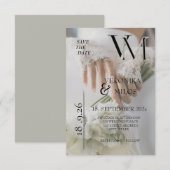 Moderne Fotohochzeit-Save-the-Date-Karte mit Monog Save The Date (Vorne/Hinten)