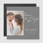 Moderne Fotokalligrafie-Schrift Save The Date Magn Magnetkarte (Vorne/Hinten)