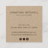 moderne Fotokamera berufliches Handwerk Quadratische Visitenkarte (Rückseite)