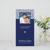 MODERNE FOTOKARTE: einfach Damast 3 Feiertagskarte (Stehend Vorderseite)