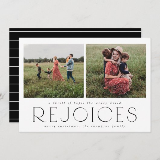 Moderne Fotokarte für den Urlaub in Schwarz Einladung (Vorne/Hinten)