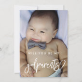 Moderne Fotokarte für Godparent Einladung (Vorderseite)