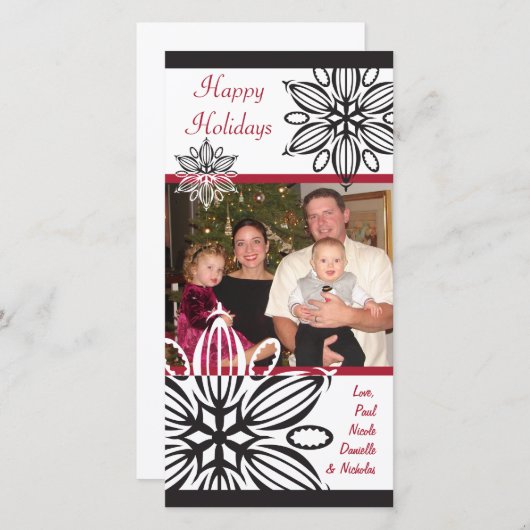 Moderne Fotokarte Snowflake Feiertagskarte (Vorne/Hinten)