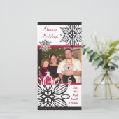 Moderne Fotokarte Snowflake Feiertagskarte (Stehend Vorderseite)