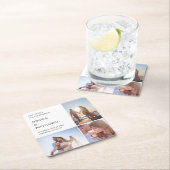 Moderne Fotokassetten-Hochzeit retten das Datum Rechteckiger Pappuntersetzer (Vor Ort)