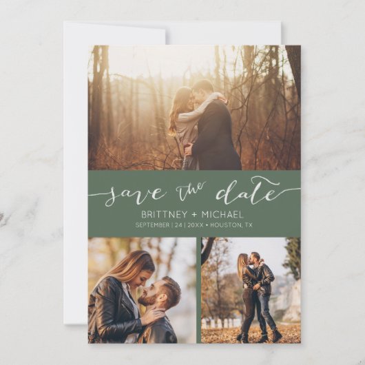 Moderne Fotomaterial Dunkle Seite Save the Date Ankündigung (Vorderseite)