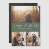Moderne Fotomaterial Dunkle Seite Save the Date Magnetkarte (Vorne/Hinten)