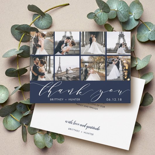 Moderne Fotomaterial Navy Blue Dankeskarte