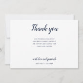 Moderne Fotomaterial Navy Blue Dankeskarte (Rückseite)