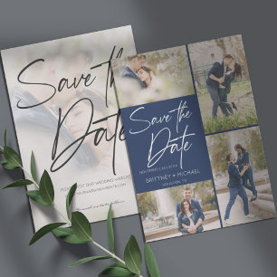 Moderne Fotomaterial Navy Blue Save The Date