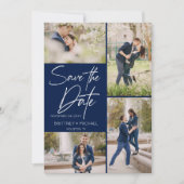 Moderne Fotomaterial Navy Blue Save The Date (Vorderseite)