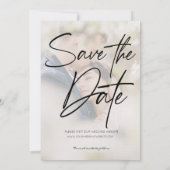 Moderne Fotomaterial Navy Blue Save The Date (Rückseite)