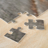 Moderne Fotomaterial Newlyweds Monogram Dark Wood Puzzle (Seite)