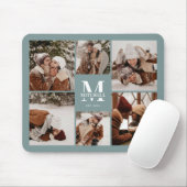 Moderne Fotomaterial Personalisierte Monogram grün Mousepad (Mit Mouse)