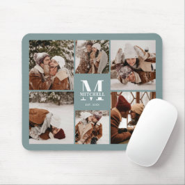 Moderne Fotomaterial Personalisierte Monogram grün Mousepad