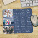 Moderne Fotos 2025 Kalender 3 Personalisiert Mousepad<br><div class="desc">Erstellen Sie Ihr eigenes personalisiertes, benutzerdefiniertes Foto- und Kalendermauspad mit einem 2025-Jahres-auf-einen-Blick-Kalender, 3 Bildern, einem Namen oder Monogramm oder einem anderen benutzerdefinierten Text in einer vorgeschlagenen modernen handgeschriebenen Skripttypografie in bearbeitbarem Weiß auf einer bearbeitbaren blauen Hintergrundfarbe. HILFE: Für Hilfe bei Designänderungen oder Personalisierungen, Farbänderungen, Größenanpassungen oder der Übertragung des Designs...</div>