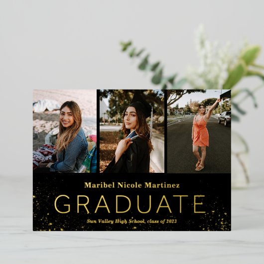 Moderne Fotos Abschluss Gold Foil Ankündigung (Stehend vorne)