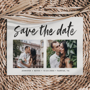 Moderne Fotos auf dem Hochzeitsplatz Save the Date Ankündigungspostkarte