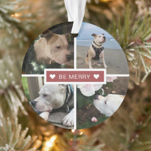 Moderne Fotos Collage Be Merry Ornament