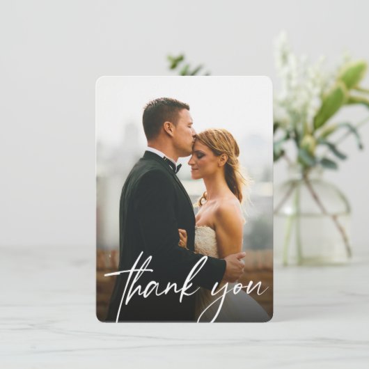 Moderne Fotos für 2 Hochzeiten Dankeskarte (Stehend Vorderseite)