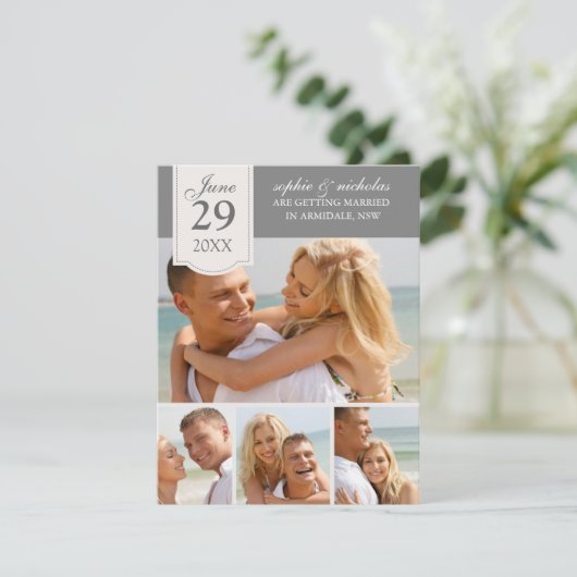 Moderne Fotos Hochzeit speichern das Datum Save The Date (Stehend Vorderseite)