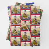 Moderne Fotos mit 3 Familienfamilien Muster Weihna Geschenkpapier Set (Beispiel)