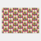 Moderne Fotos mit 3 Familienfamilien Muster Weihna Geschenkpapier Set (Vorderseite)