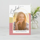 Moderne Fotos Rose & Gold Abschluss Einladung (Stehend Vorderseite)