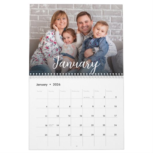 Moderne Fotos Script Overlay 2024 Kalender (Jan 2026)