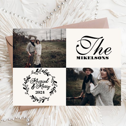 Moderne Fotos Verheiratet und fröhlich Feiertagskarte