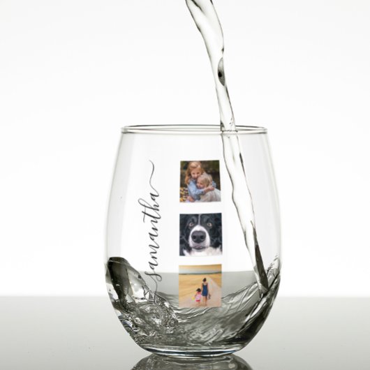 Moderne Fotovorlage Handgeschriebene Namensschrift Weinglas Ohne Stiel