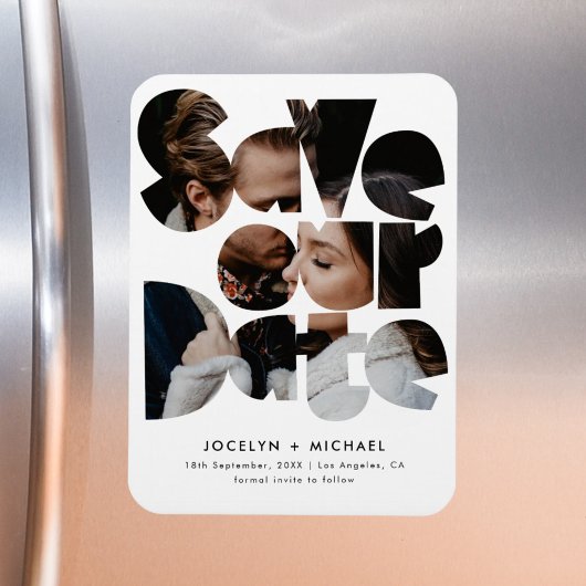 Moderne Fotovorlage Save the Date Hochzeit Magnet