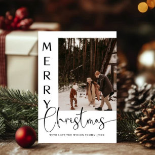 Moderne Fotoweihnachtskarte im trendigen Urlaubsst Einladung