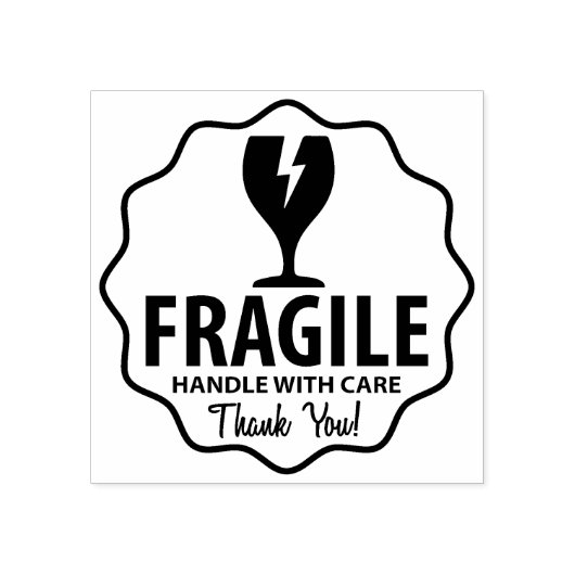 Moderne Fragile, Verpackung Gummistempel (Prägung)