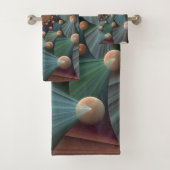 Moderne Fraktal Art mit Tiefe, Braun, Schiefer, Bl Badhandtuch Set (Insitu)