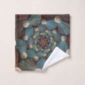 Moderne Fraktal Art mit Tiefe, Braun, Schiefer, Bl Badhandtuch Set (Waschlappen)