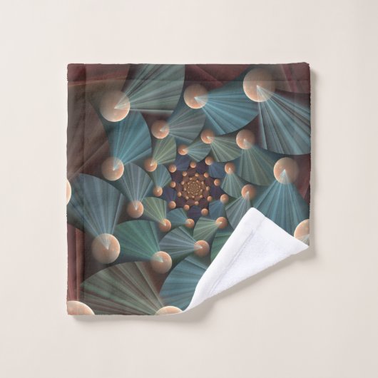 Moderne Fraktal Art mit Tiefe, Braun, Schiefer, Bl Badhandtuch Set (Waschlappen)