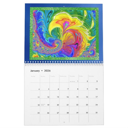 Moderne Fraktal Kunst Abstrakt jedes Jahr Kalender (Jan 2026)