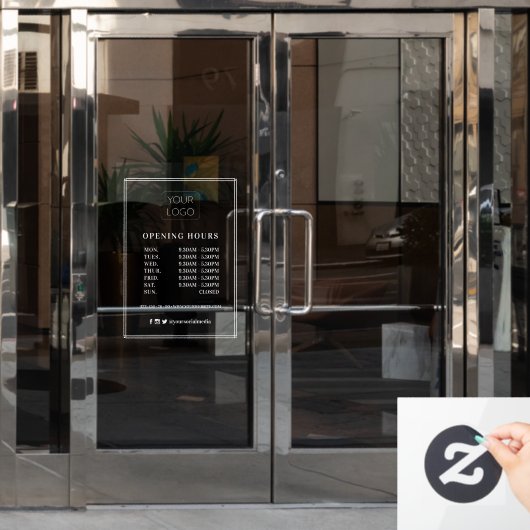 Moderne Frame Custom Business Logos Öffnungszeiten Fensteraufkleber (Büro Tür)