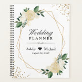 Moderne Frame Greenery Ivory Gold Floral Wedding Planer (Vorderseite)
