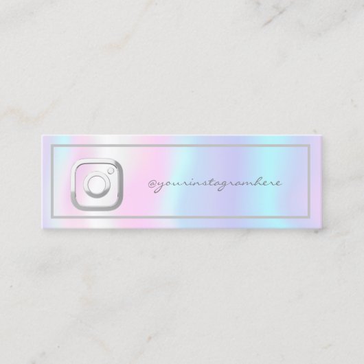 Moderne Frame Holographic Instagramm Social Media Mini Visitenkarte (Vorderseite)