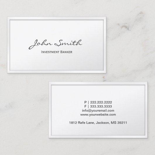 Moderne Frame Minimalistisch Investment Bank Visitenkarte (Vorne/Hinten)