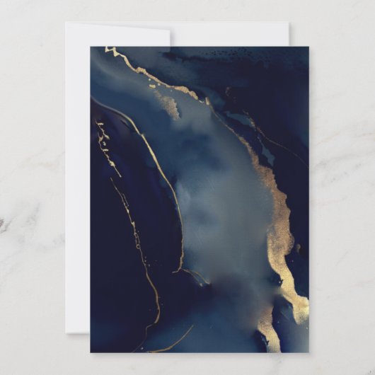 Moderne Frame Navy Blue Gold Bohemisch Beach Hochz Einladung (Rückseite)