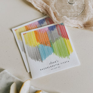 Moderne Fransen-Junggesellinnenparty im Regenbogen Serviette