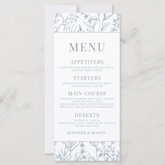 Moderne französisch-blaue Blumenkarten (Vorderseite)