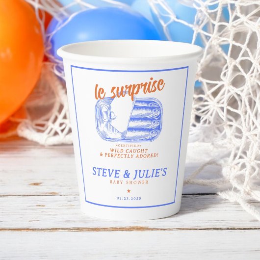 Moderne Französisch Sardinen Zinnfisch Papier Cups Pappbecher