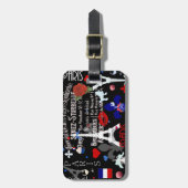 Moderne französische schwarze Collage Paris Gepäckanhänger (Vorderseite vertikal)