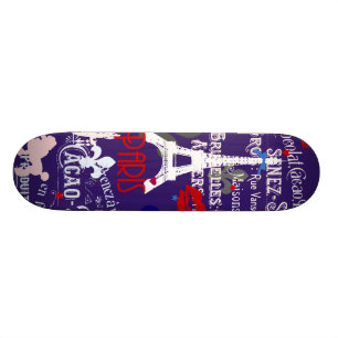 Moderne französische schwarze Collage Paris Skateboard