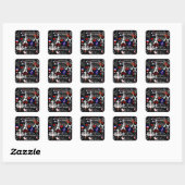 Moderne französische schwarze Collage Quadratischer Aufkleber (Blatt)